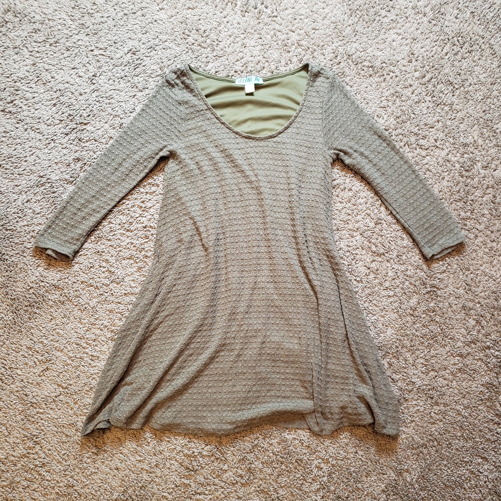 Francesca's dina be long sleeve textured mini dress light olive XS